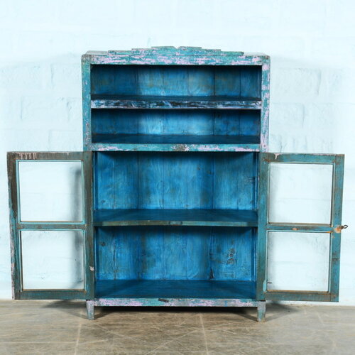 Vitrinekast blauw / roze
