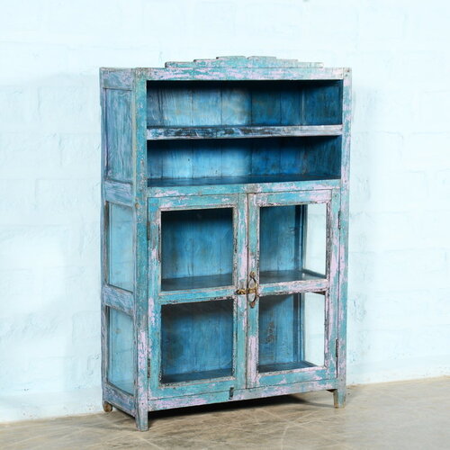 Vitrinekast blauw / roze
