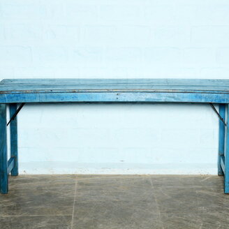 Markttafel teak blauw