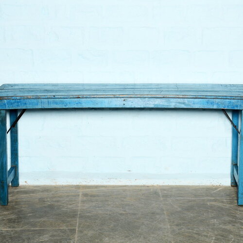 Markttafel teak blauw