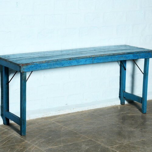 Markttafel teak blauw
