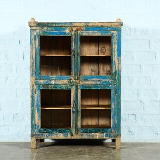 Indiase vitrinekast blauw