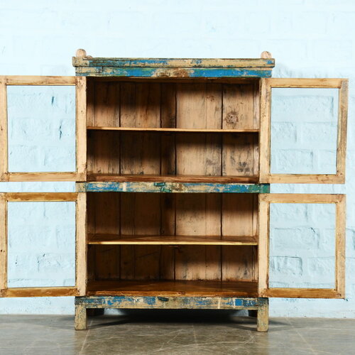 Indiase vitrinekast blauw