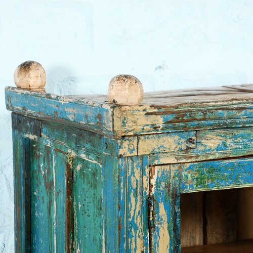 Indiase vitrinekast blauw