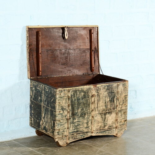 Teak dekenkist groen