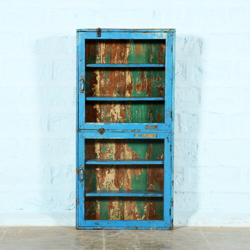 Wand vitrinekast blauw