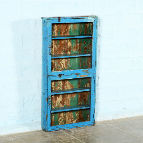 Wand vitrinekast blauw