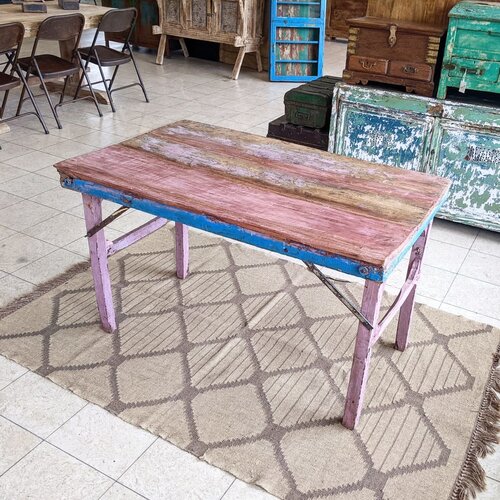 Indiase Markttafel Roze / Blauw
