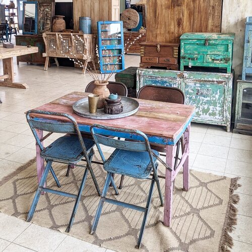 Indiase Markttafel Roze / Blauw