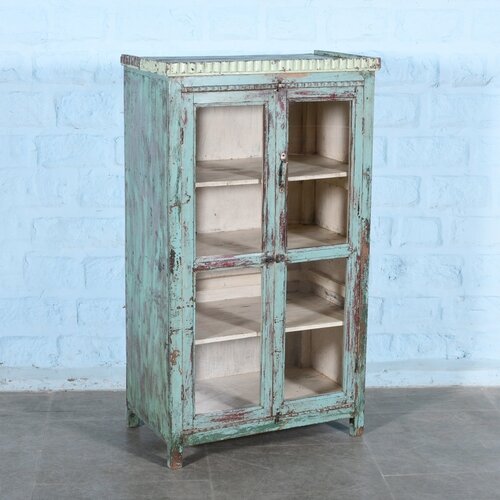 Antieke indiase vitrinekast blauw