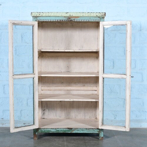 Antieke indiase vitrinekast blauw