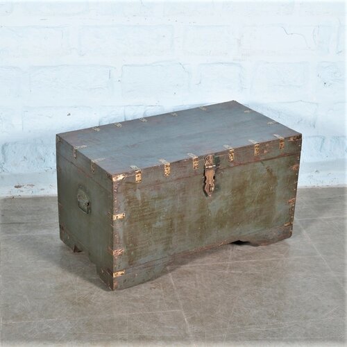 Antieke kist blauw 1001
