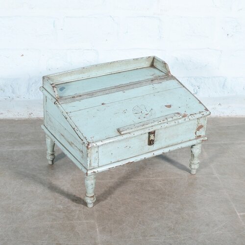 Antieke schrijfkist India lichtblauw