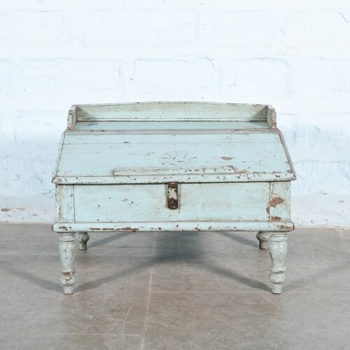 Antieke schrijfkist India lichtblauw