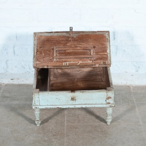 Antieke schrijfkist India lichtblauw