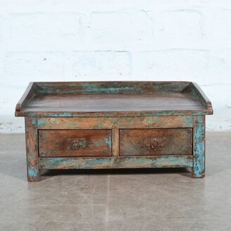 Salontafel lades blauw patina