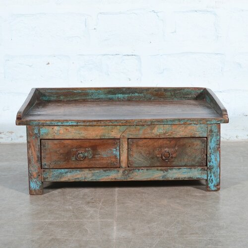 Salontafel lades blauw patina