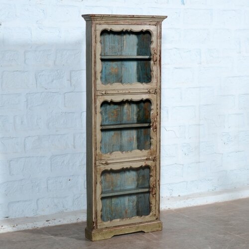 Wand vitrinekast grijsblauw XL