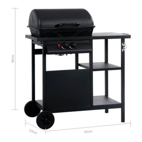 Gas barbecue with 3-layer side table black Gas barbecue with 3-layer side table black
