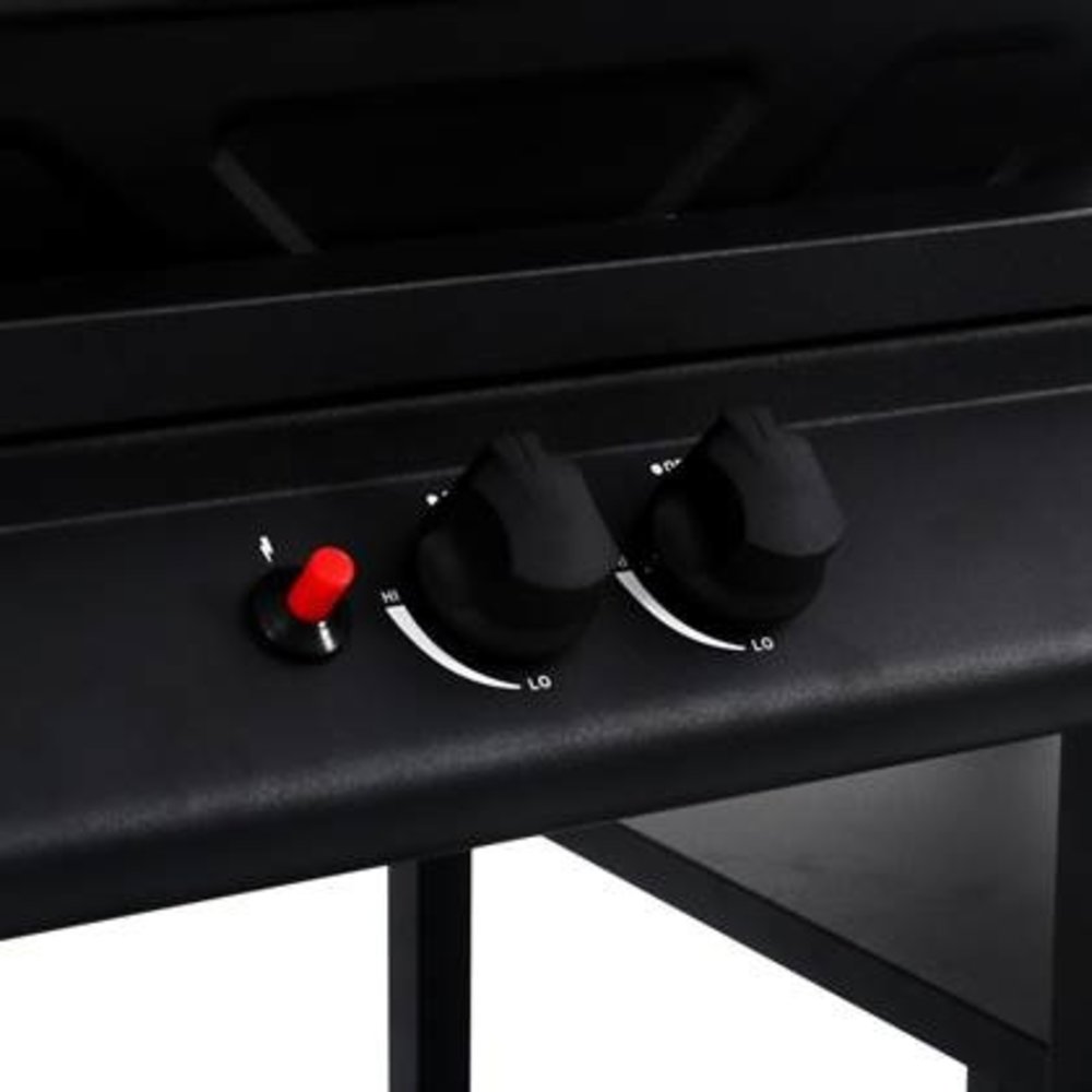 Gasgrill mit 3-lagigem Beistelltisch schwarz Gasgrill mit 3-lagigem Beistelltisch schwarz