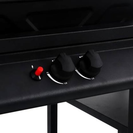 Gasgrill mit 3-lagigem Beistelltisch schwarz Gasgrill mit 3-lagigem Beistelltisch schwarz