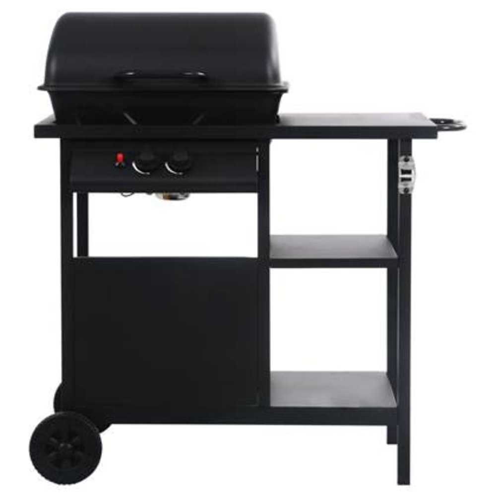 Gas barbecue with 3-layer side table black Gas barbecue with 3-layer side table black