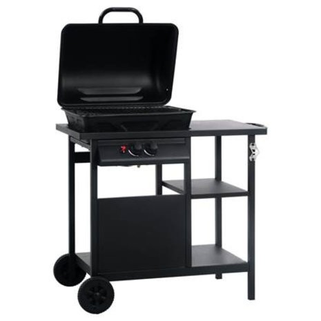 Gas barbecue with 3-layer side table black Gas barbecue with 3-layer side table black