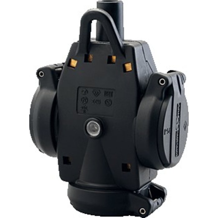 Rubber 3 voudig Schuko contaktblok IP44