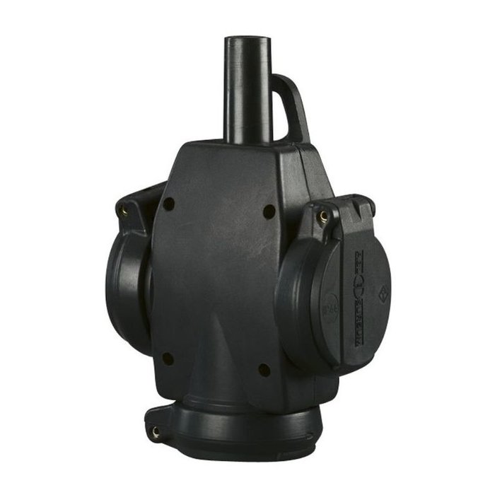 Rubber 3 voudig Schuko contaktblok IP44