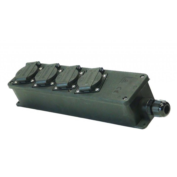 Verdeeldoos 4 voudig zwart IP44