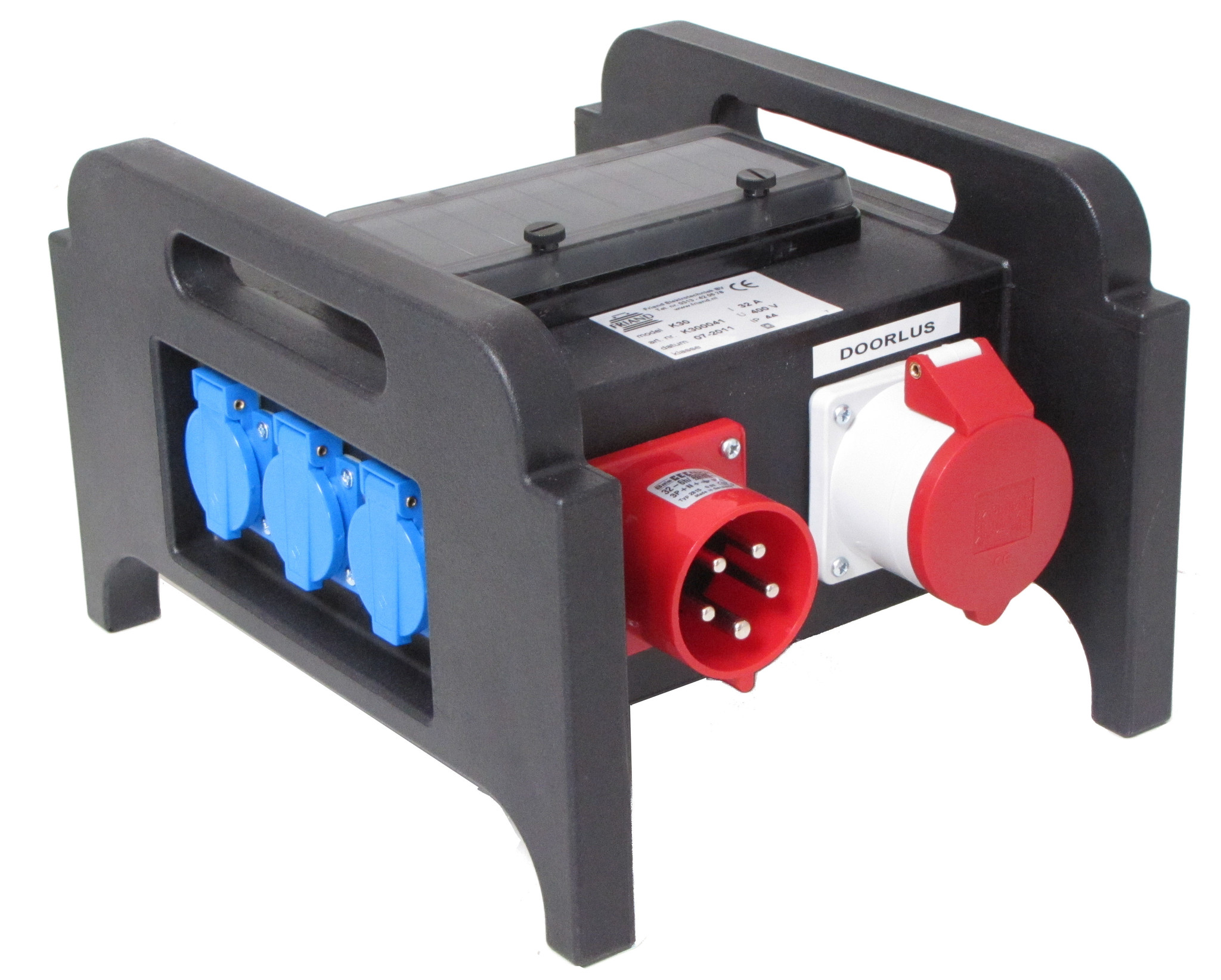 Verdeler 32A + door (voor aardlek) 6x suco