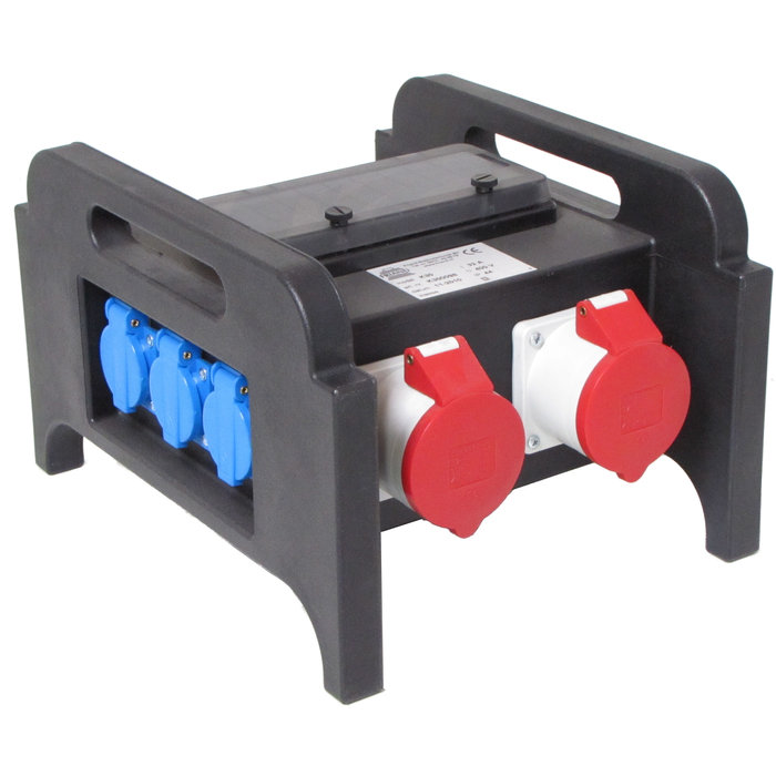 Verdeler 32A + door (voor aardlek) 2x 32 / 6x suco