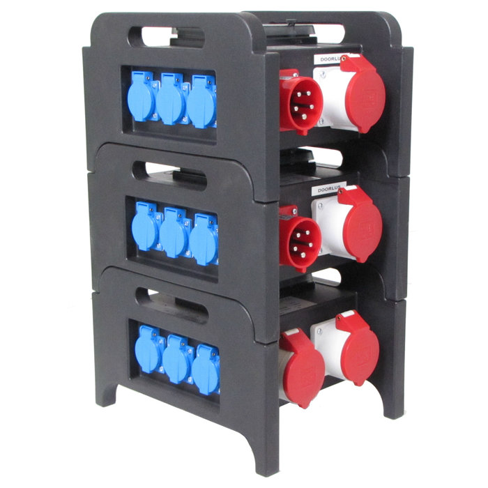 Verdeler 32A + door (achter aardlek) 2x 32 / 6x suco