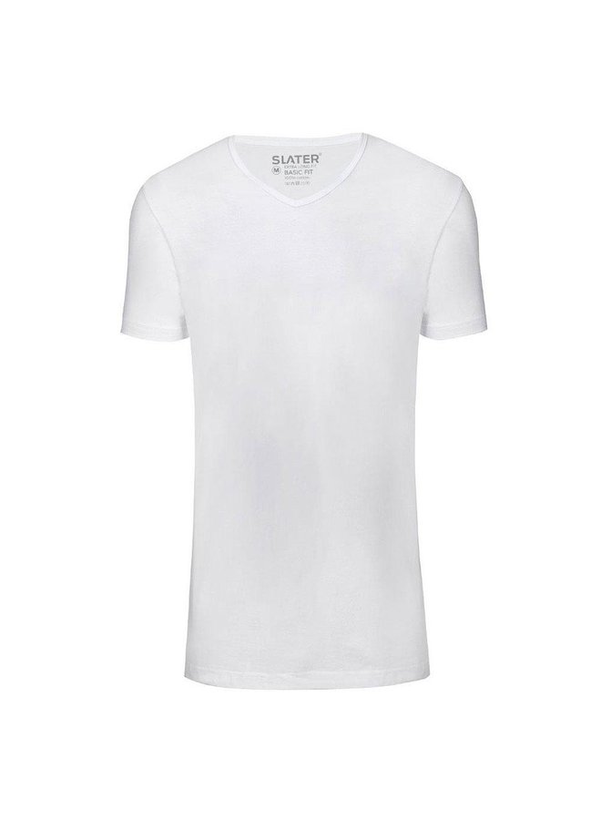 T Shirt Basis Diepe V - Hals Extra Lang Wit Two - Pack 7800 White