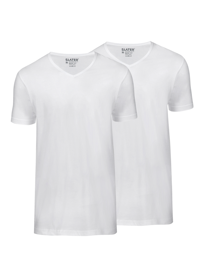 T Shirt Basis Diepe V - Hals Wit Two - Pack 7600 White