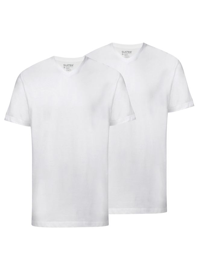 T Shirt Basis Kleine V - Hals Wit Two - Pack 3500 White