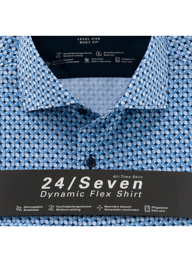 Overhemd 24/Seven Print Blauw Body Fit 2156 14 11