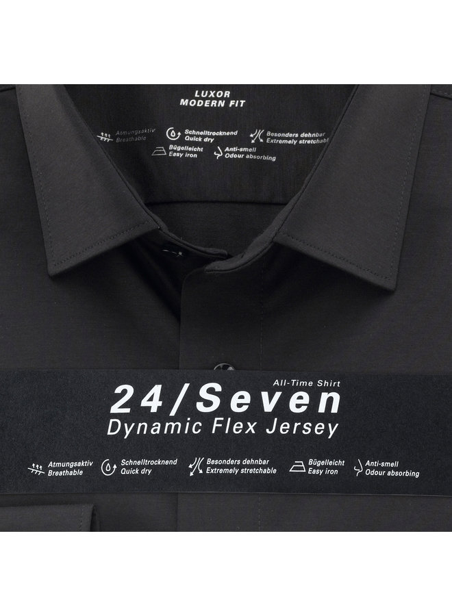 Overhemd Extra Mouwlengte 24/7 Modern-Fit Zwart 1202 69 68