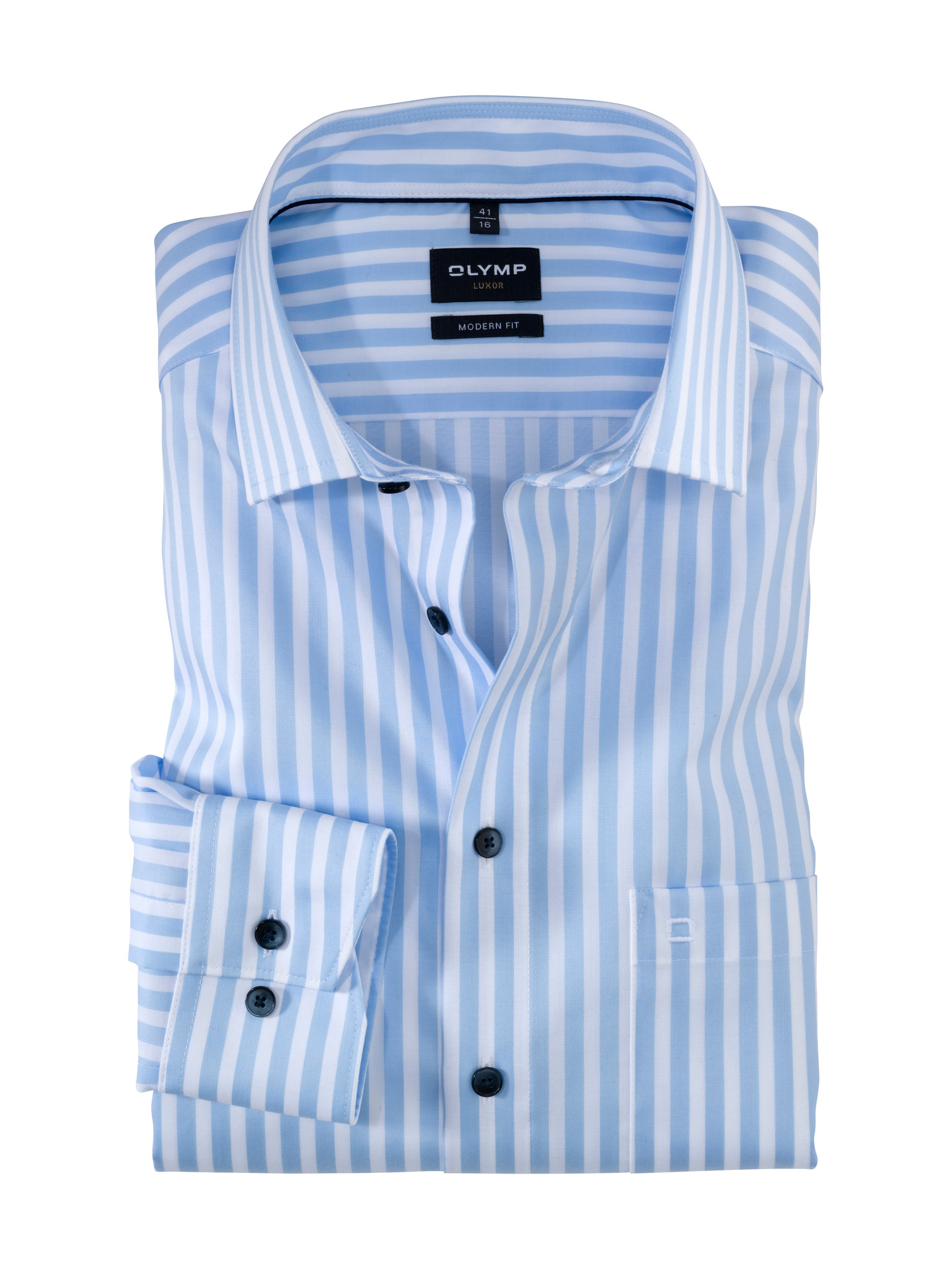 Overhemd Modern-Fit Streep Blauw Wit 1292 24 10 - Taste For