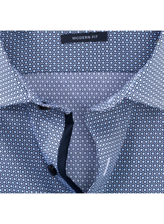 Overhemd Extra Mouwlengte Modern-Fit Print Blauw 1280 29 11