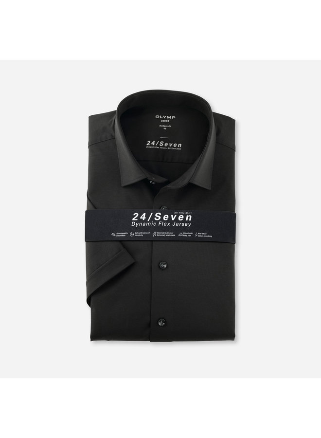 Overhemd Zwart Korte Mouw 24/7 Modern Fit 1202 62 68