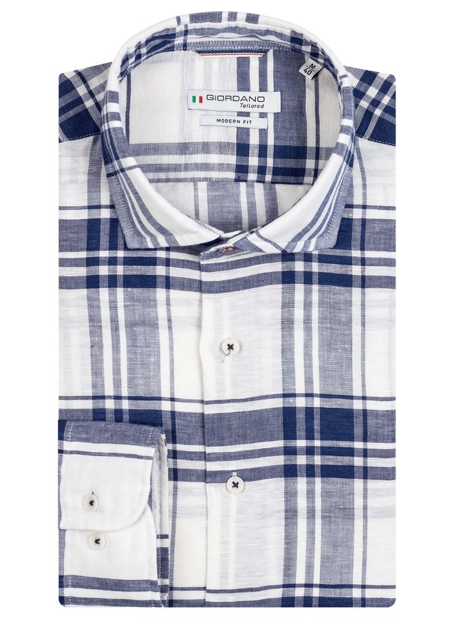 Overhemd LS Cutaway Linen Cotton Blend Check 317839 col 60