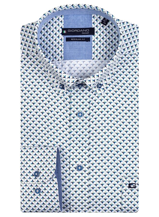 Overhemd Korte Mouw Button Down Multi Color Retro Print 316011 col 71