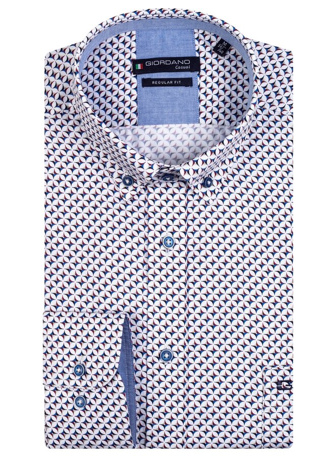 Overhemd Korte Mouw Button Down Multi Color Retro Print 316011 col 41