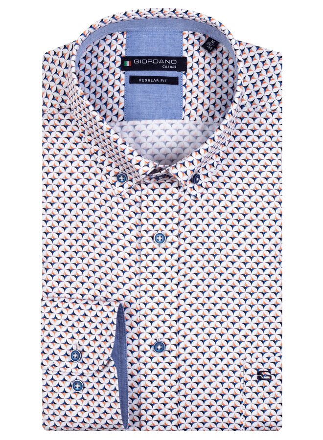 Overhemd Korte Mouw Button Down Multi Color Retro Print 316011 col 31