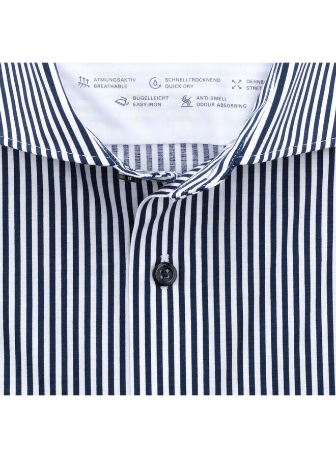 Overhemd 24/Seven  Modern Fit Streep Donkerblauw Wit 1232 84 18