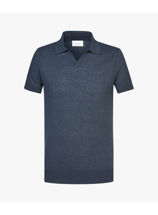 Polo Open Collar Linnen Navy PPVJ10034C