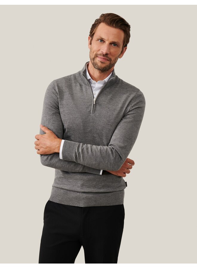 Merino Half Zip Pullover 118245001 Donkergrijs 989006