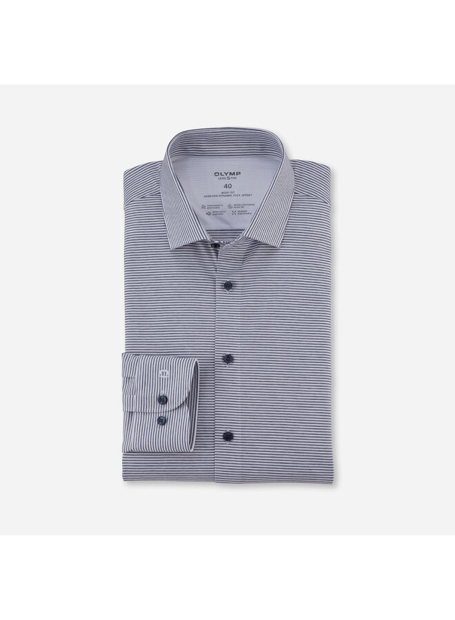 Overhemd Streep Knitted 24/7 Body-Fit Navy /Wit 2105 54 18