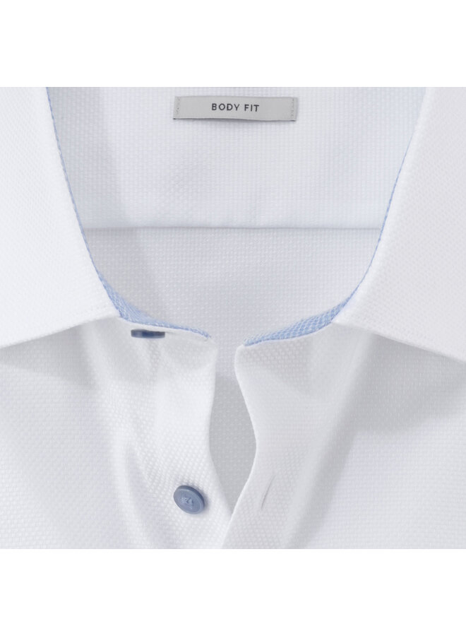 Overhemd Wit Knoop Blauw Body Fit Easy Iron 2109 74 00